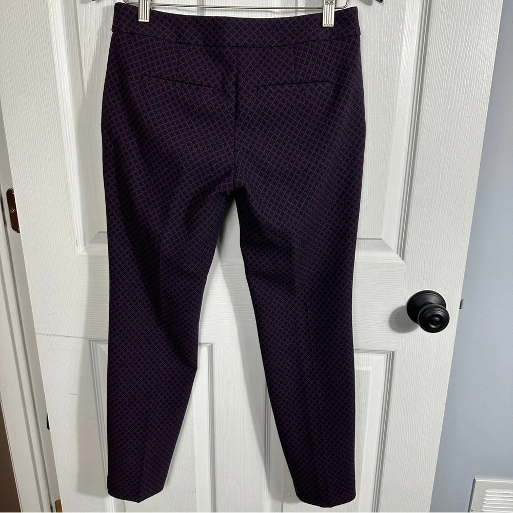 Express "Columnist" Navy/Plum Diamond Pattern Pan… - image 5